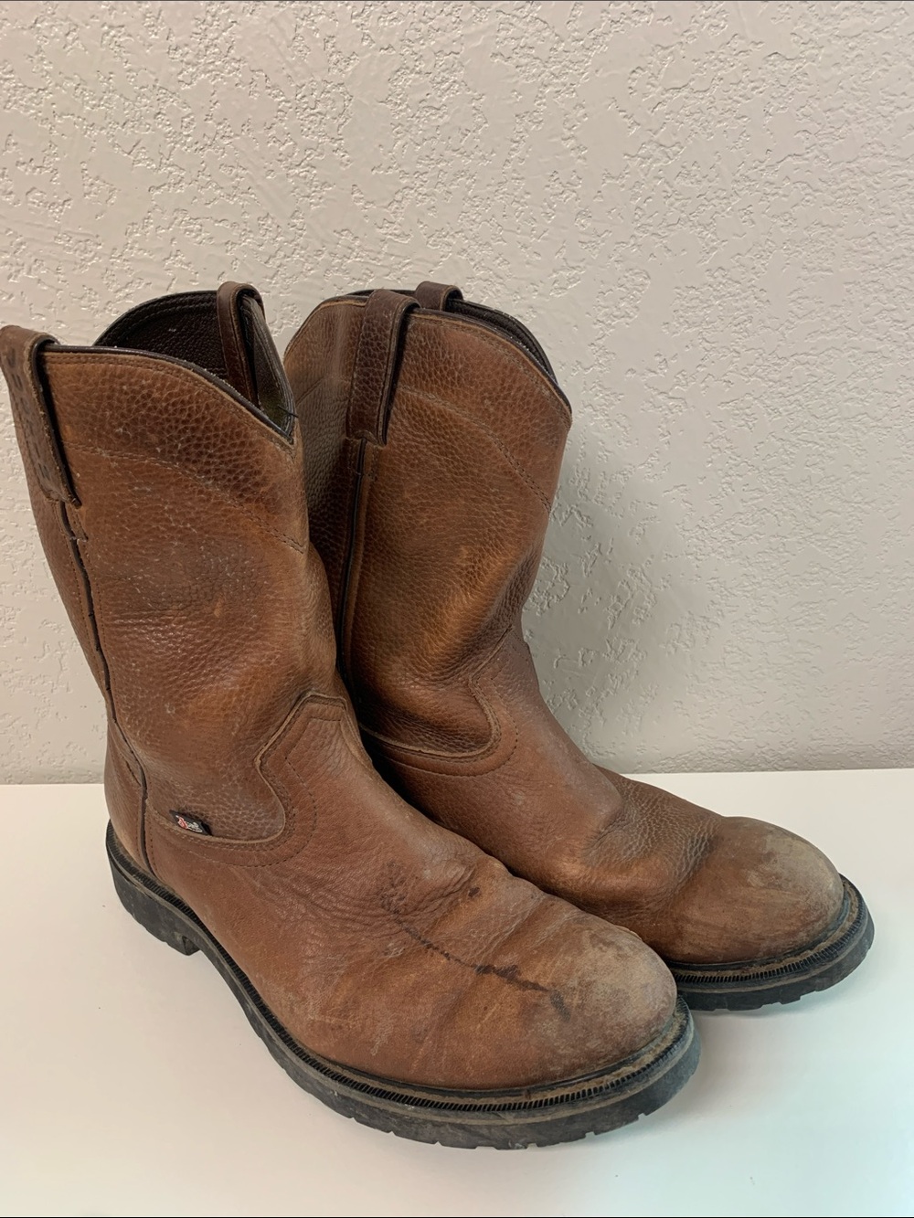 Justin Boots Brown Leather Pull-On Western Work Boots